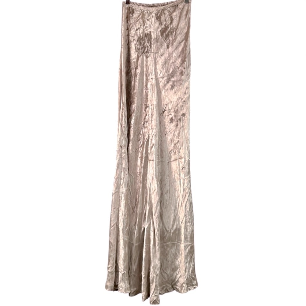 Twelfth Street by Cynthia Vincent Velvet Champagne Silver Maxi Skirt